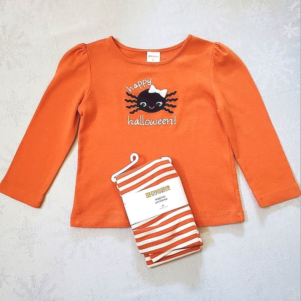 NWT New Gymboree Happy Halloween L/S Top & Stripe Leggings Toddler Girls 2T